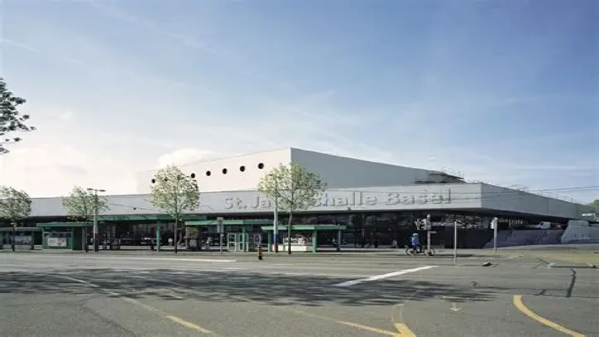 Das Gebäude St.Jakobshalle in Basel